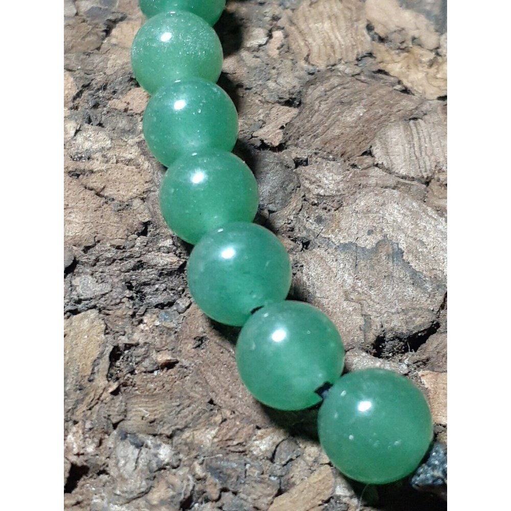 Green Gemstone Adventurine Beaded Macrame Closure Bracelet 6" Gift Idea
